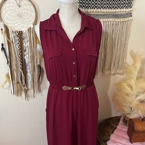 Burgundy Rayon Jumpsuit- Romper by G Kollection/ Size Medium